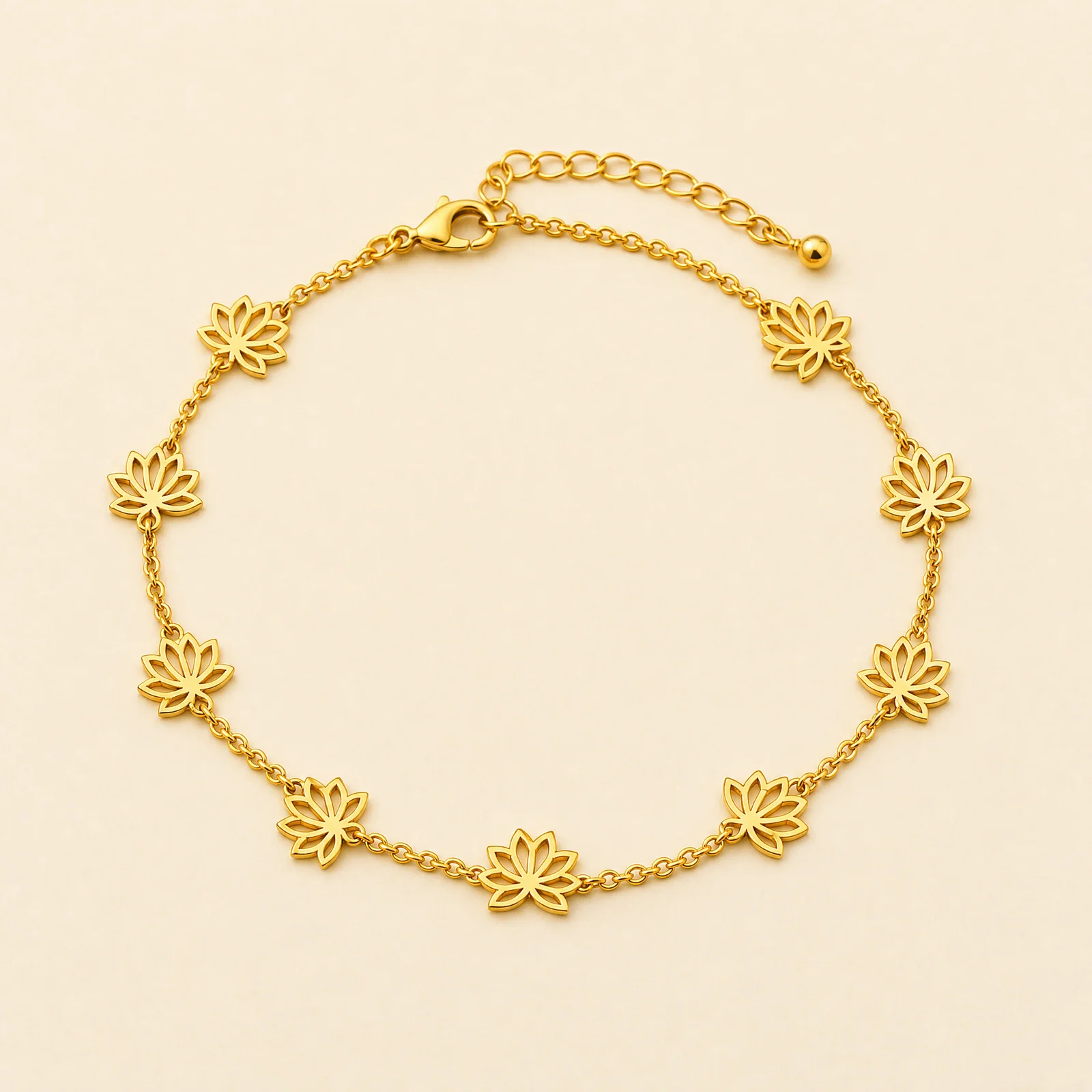 Solstice Lotus Chain Anklet — official catalogue photo