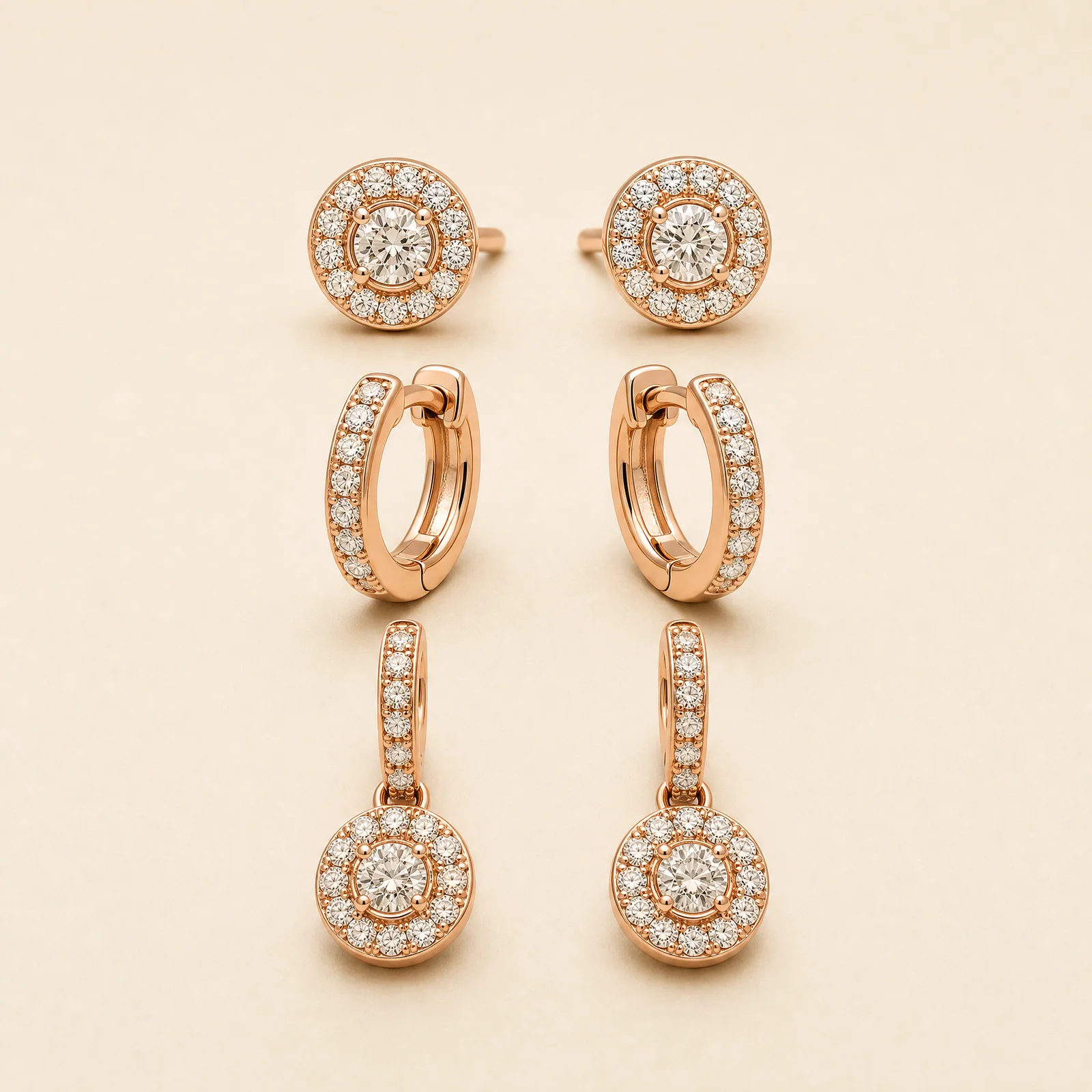 Yara Halo-Motif Earring Trio — official catalogue photo