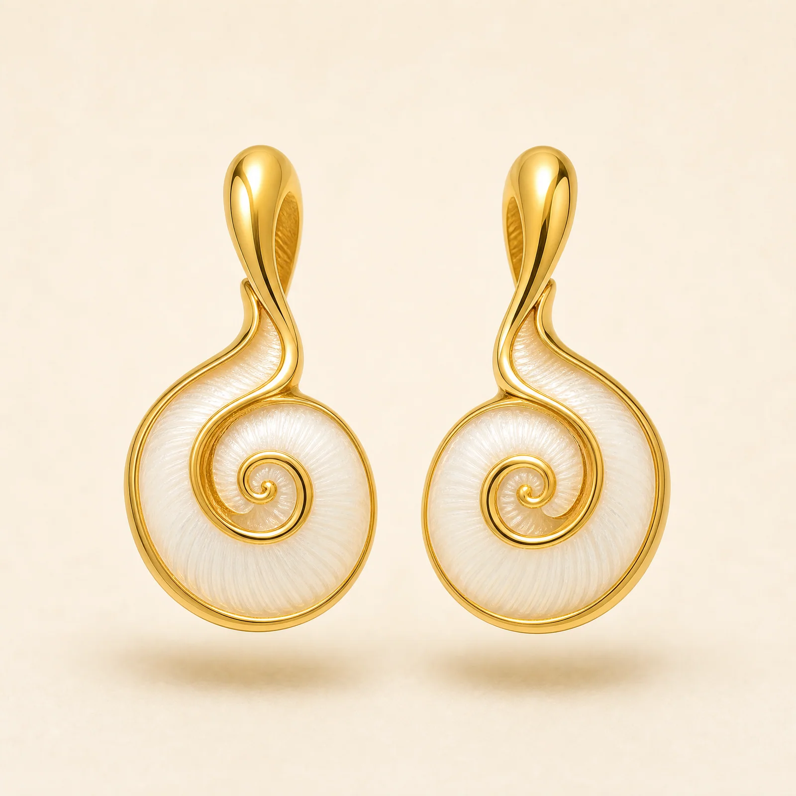 Opaline Spiral Shell Earrings — official catalogue photo