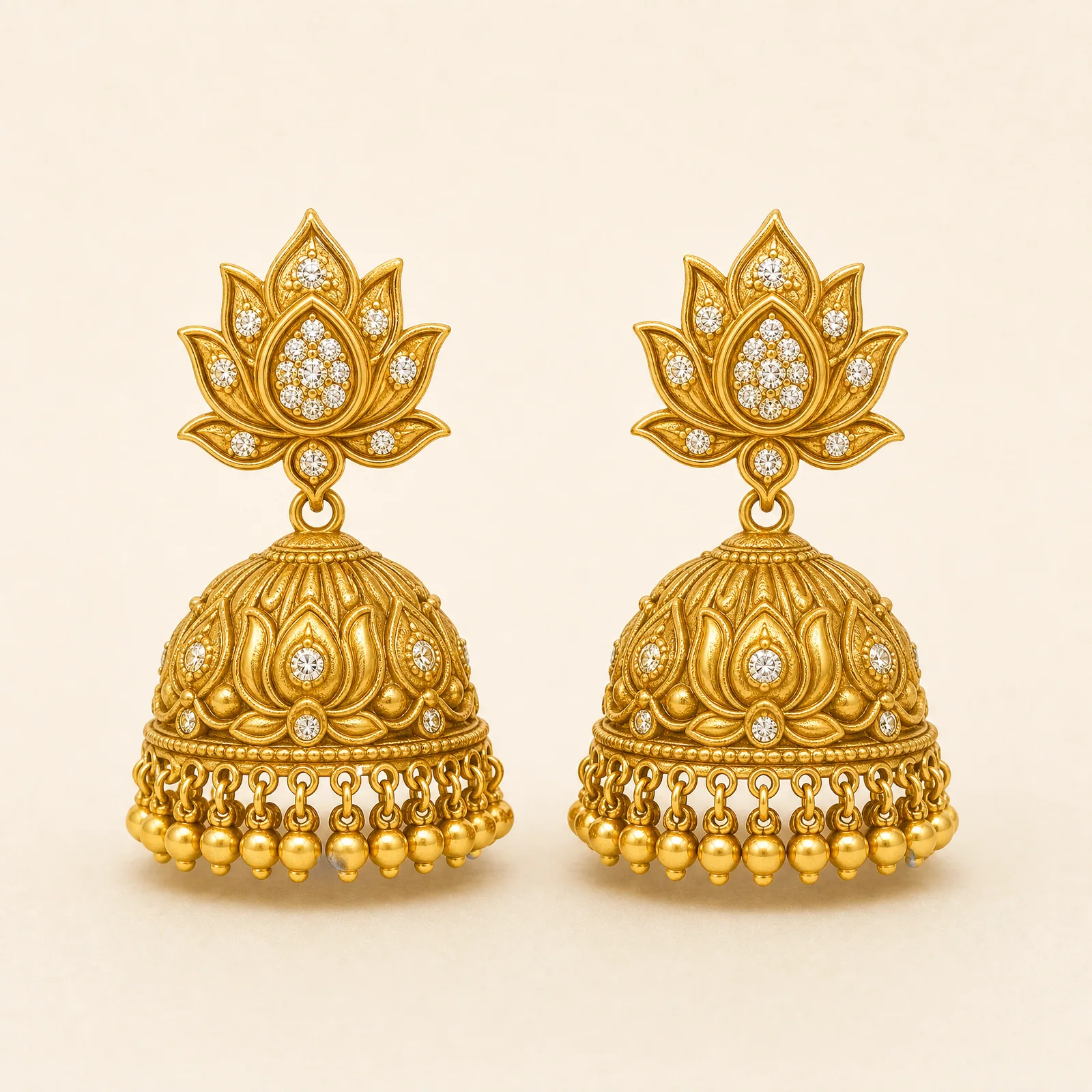 Nandini Temple Lotus Jhumka — official catalogue photo