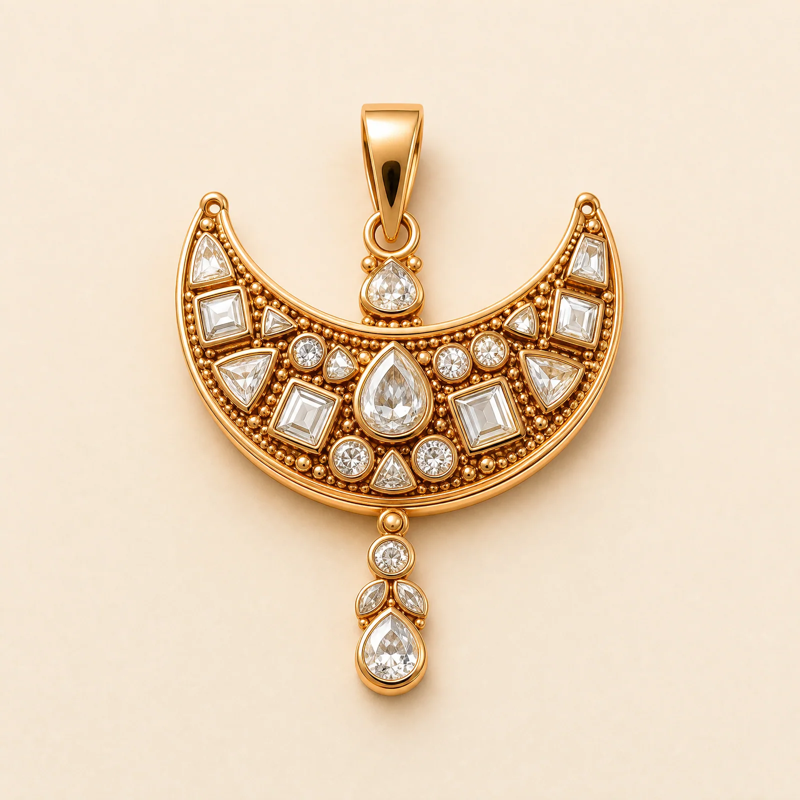 Mosaic Crescent Polki Pendant — official catalogue photo